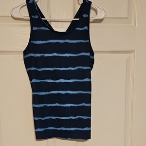 Champion Striped Blue Tank Top with Inner Shelf Sport Bra